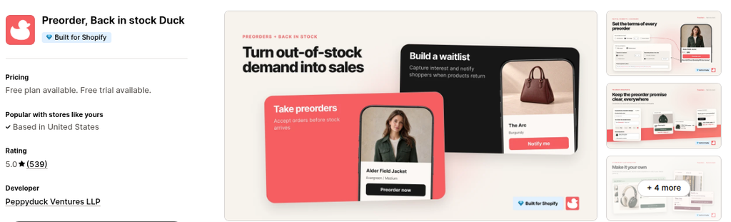 Preorder, Back in stock Duck